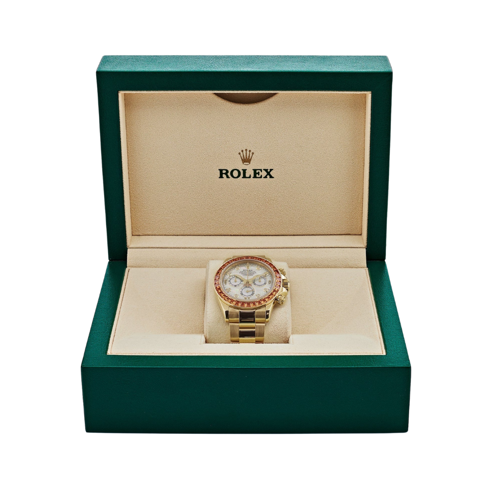 Daytona 116578SACO Yellow Gold Sapphire Bezel Mother Of Pearl Dial